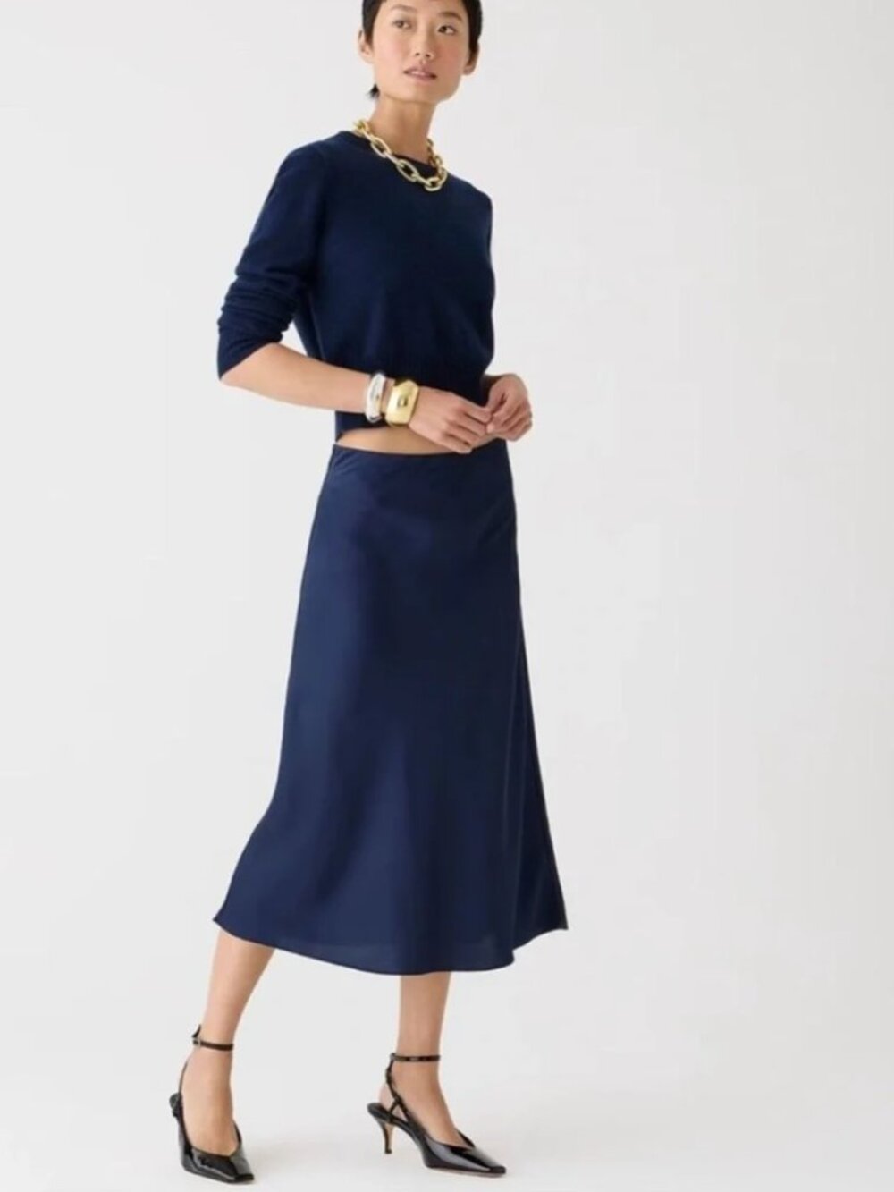 J.Crew Gwyneth Slip Skirt in Navy